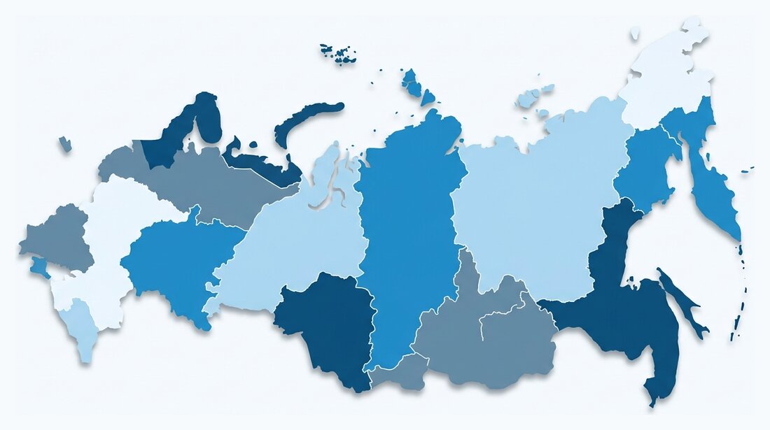 Схематичная карта России с федеральными округами — география поставок ПРОМБИТ